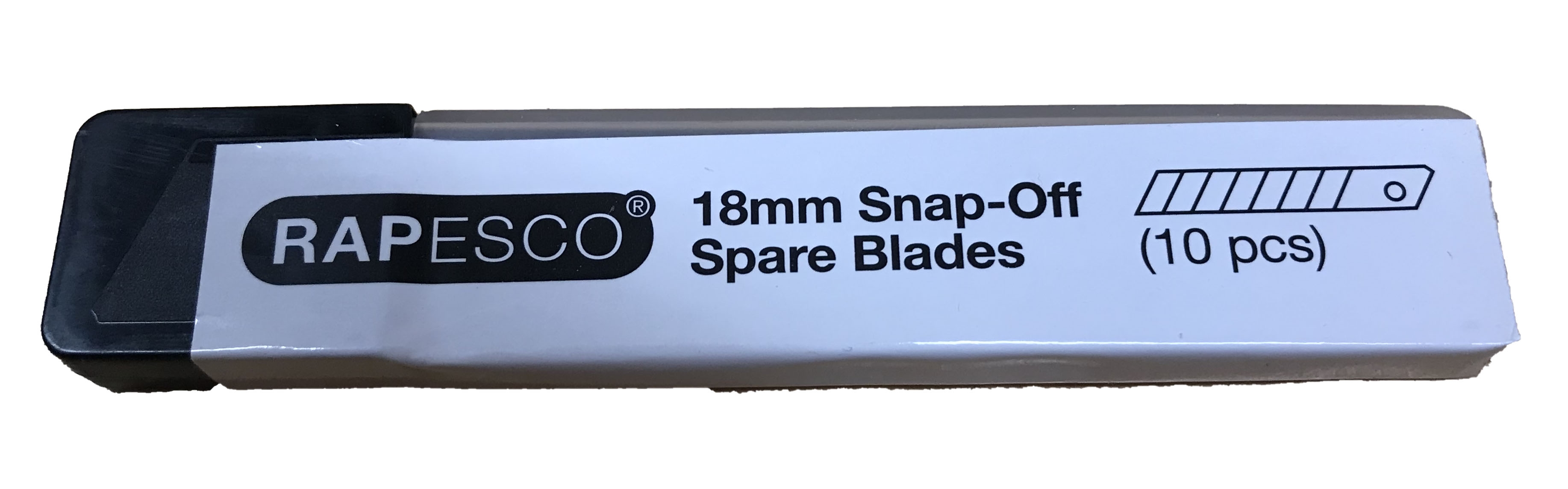 REPLACEMENT KNIFE BLADES 10`s Snap Off, RAPESCO 18mm Wide [Splittable]