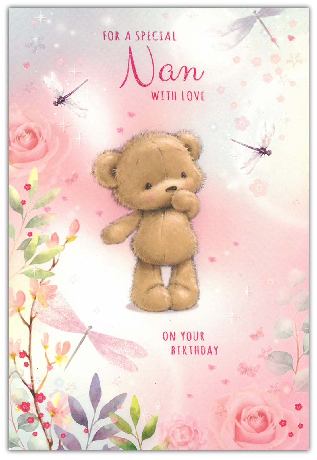 BIRTHDAY CARDS,Nan 12`s Floral Teddy Bear (Was 0.85)