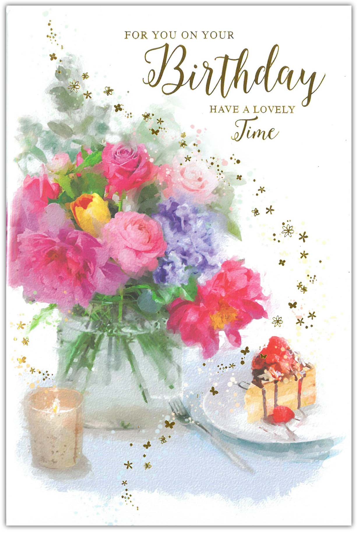 BIRTHDAY CARDS,6`s Floral Vase & Candle(Was 1.25)