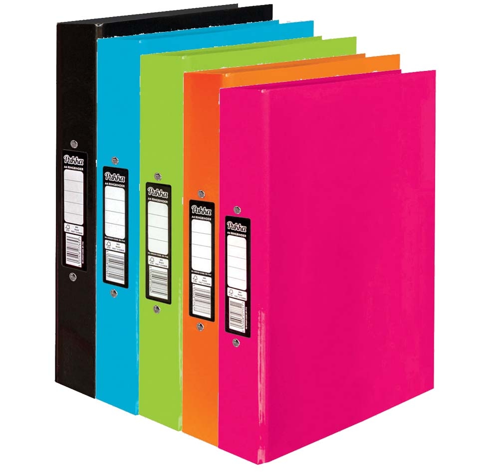 RING BINDER,Pukka A4 Bright Assorted Colours [Splittable]