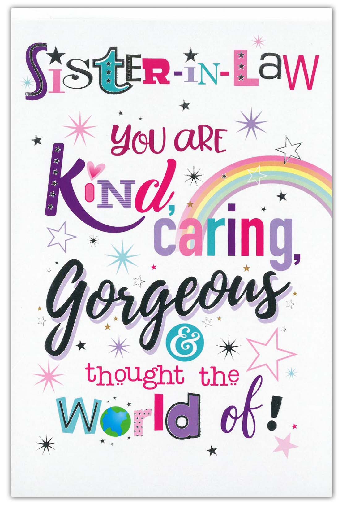 BIRTHDAY CARDS,Sister in Law 6`s Rainbow & Stars
