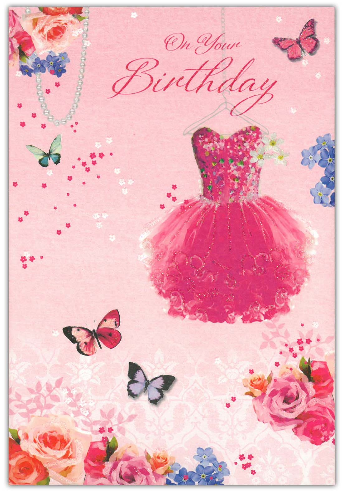 BIRTHDAY CARDS,6`s Floral Dress & Butterflies (Was 0.87)