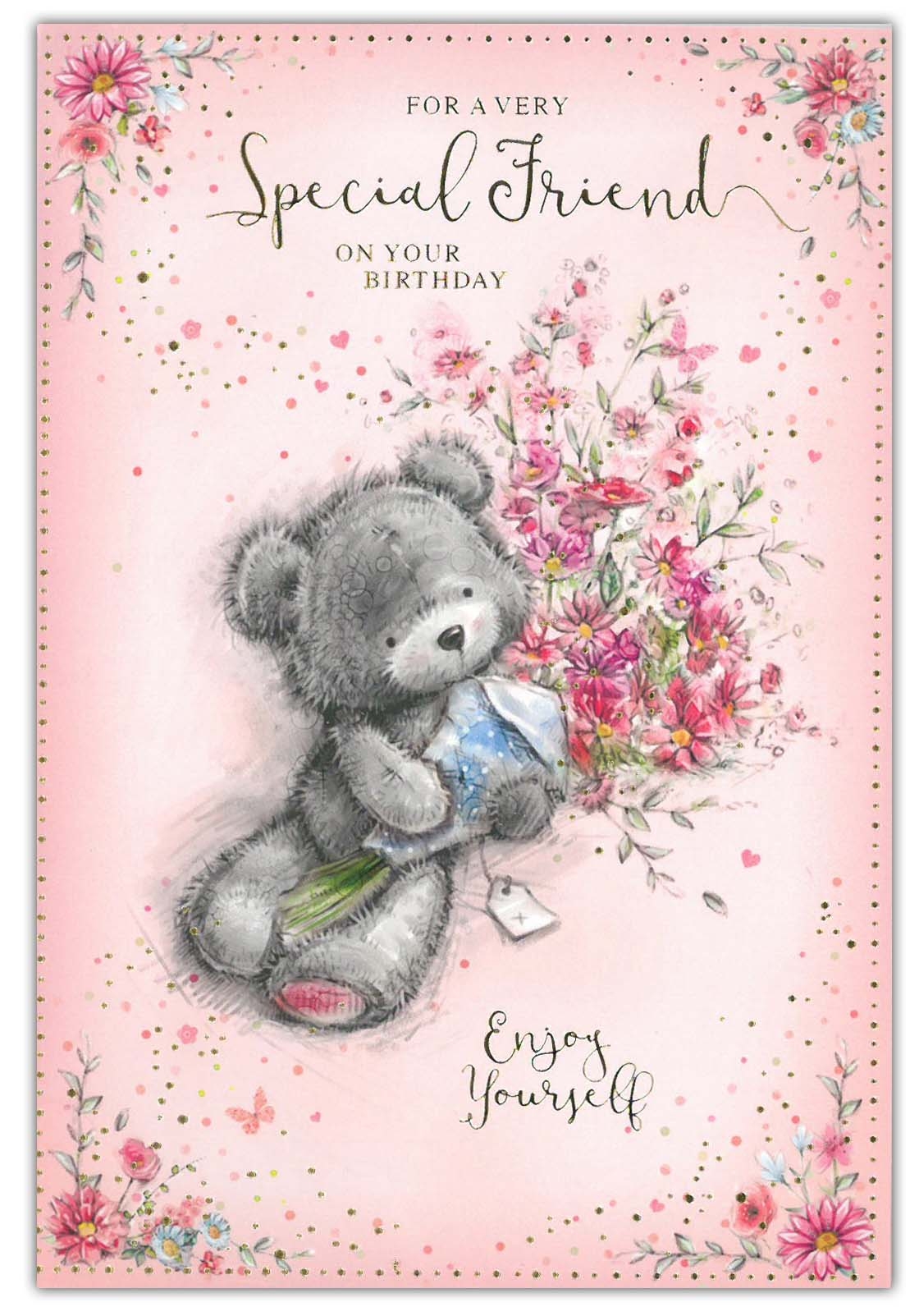 SPECIAL FRIEND CARDS,6`s Teddy & Bouquet (Was 0.87)