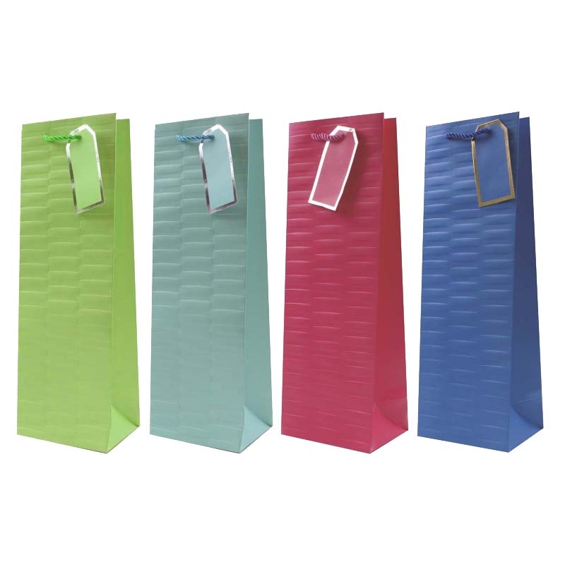 GIFT BAG,Embossed Brights 4 Assorted (Bottle) [Packs Only]