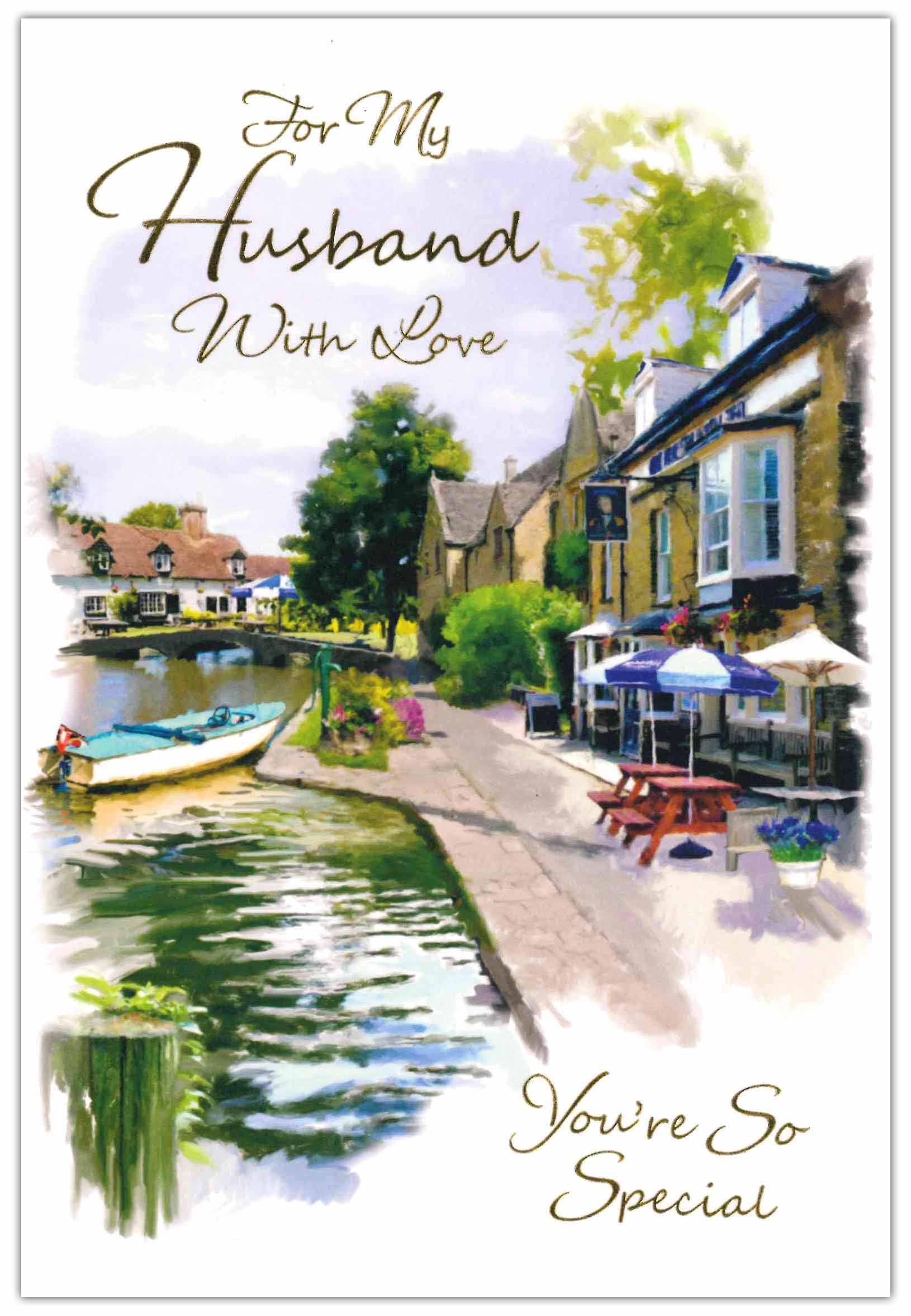 BIRTHDAY CARDS,Husband 6`s Pub by the River (Was ú0.89)