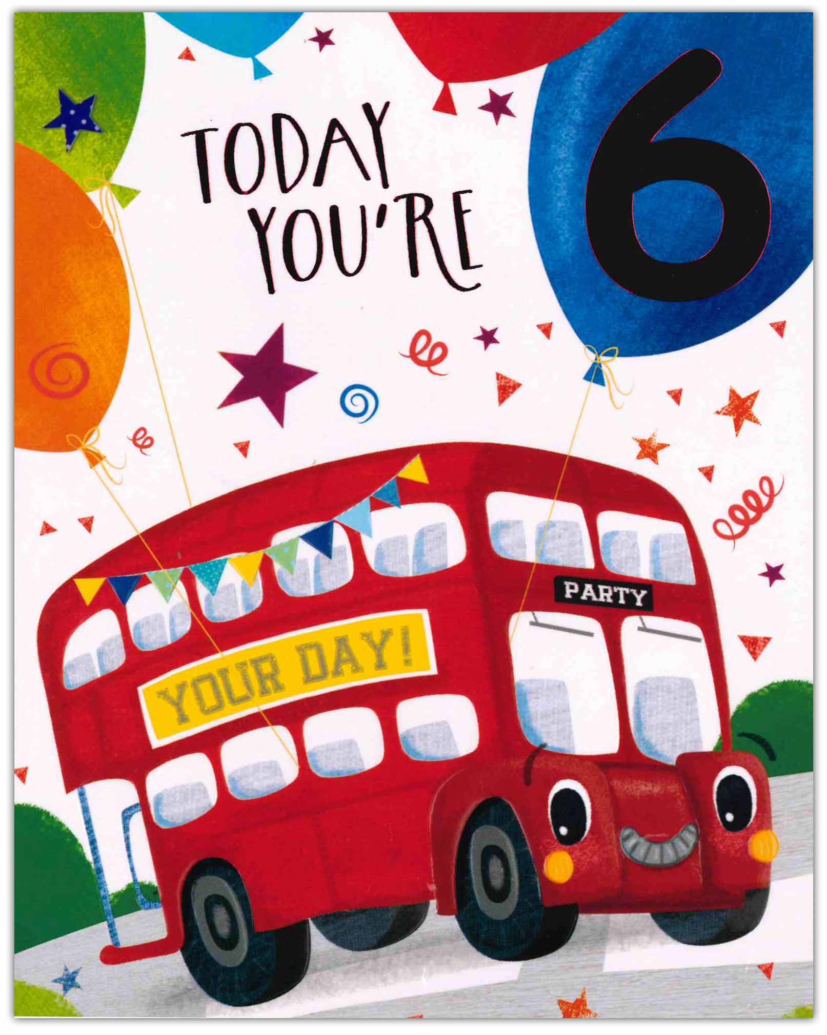 AGE 6 CARDS,Male 12`s Bus/Digger (Was 0.85)