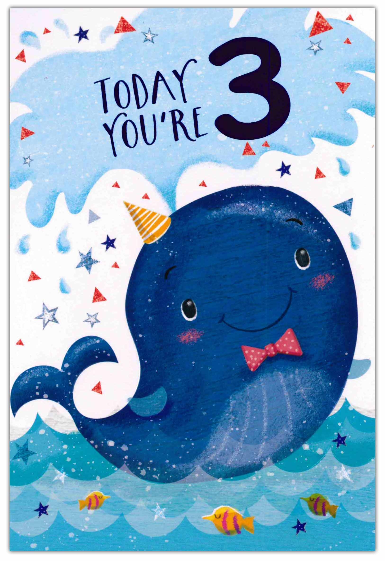 AGE 3 CARDS,Male 6`s Dinosaur/Whale (Was 0.85)