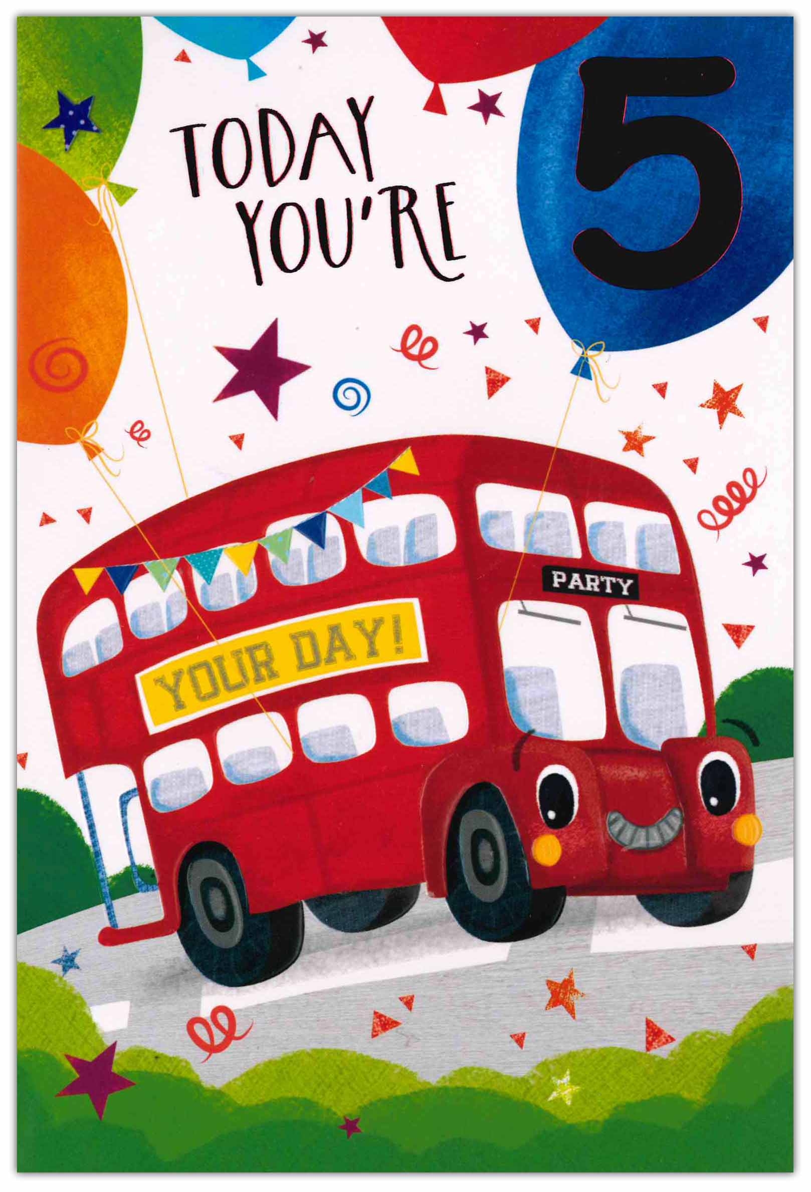 AGE 5 CARDS,Male 12`s Bus/Digger (Was ú0.85)