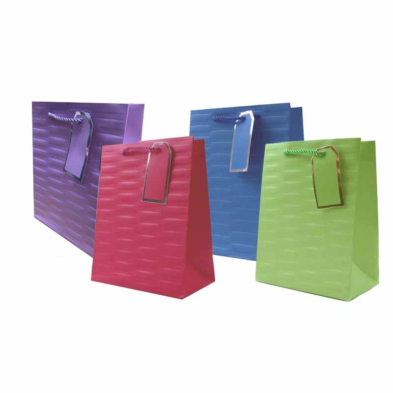 GIFT BAG,Embossed Brights 4 Assorted (Medium) [Packs Only]