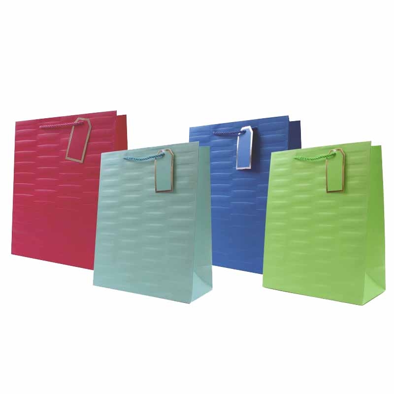GIFT BAG,Embossed Brights 4 Assorted (Large) [Packs Only]
