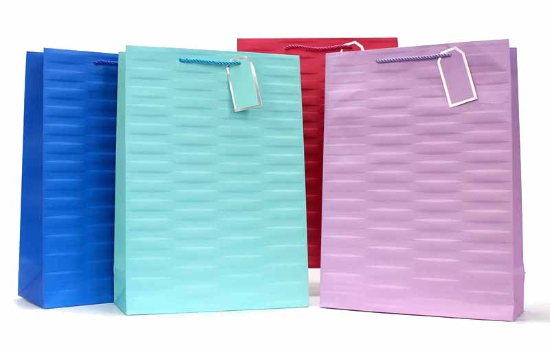 GIFT BAG,Embossed Brights 4 Assorted (Extra Large) [Packs Only]