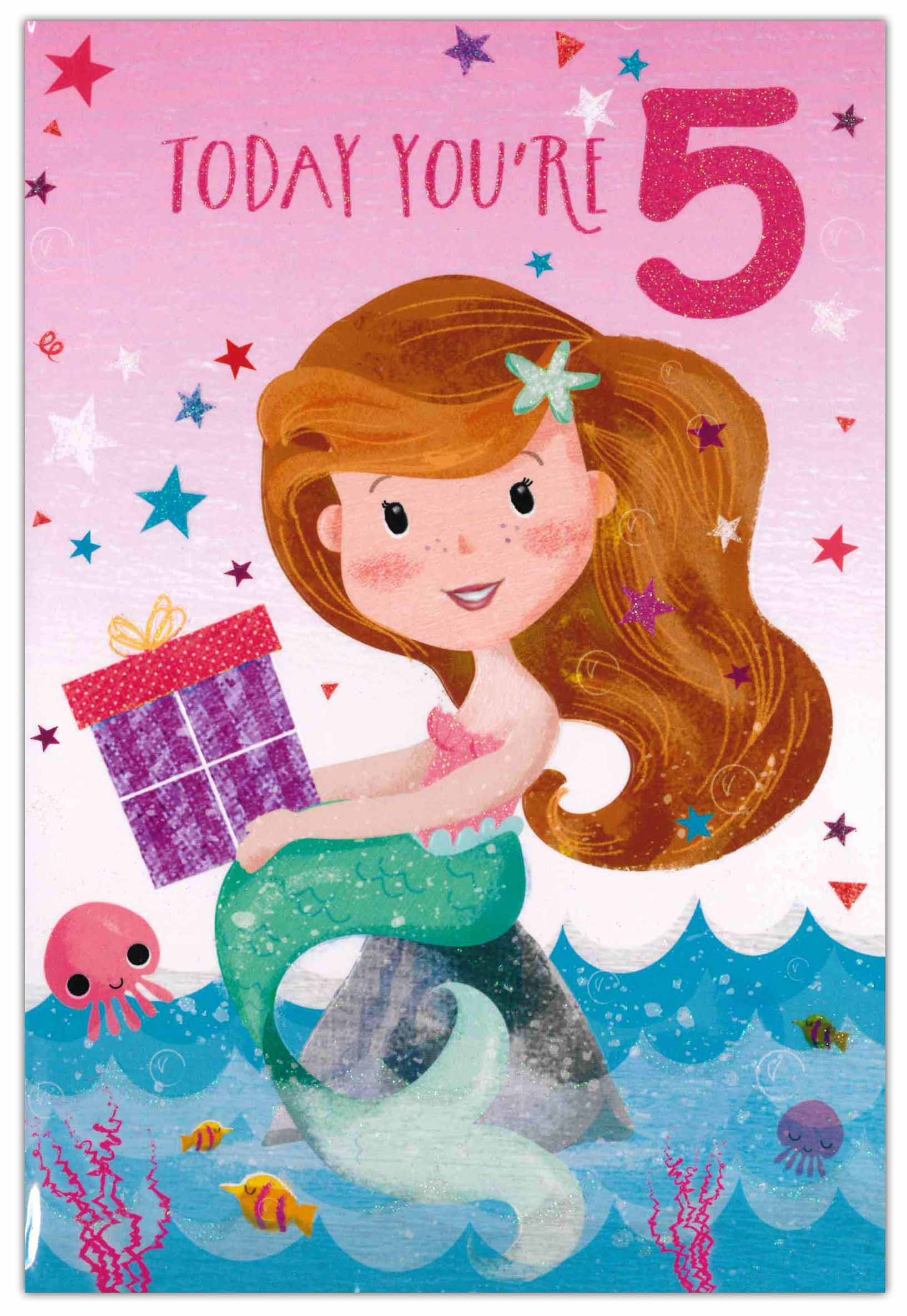 AGE 5 CARDS,Female 12`s Mermaid/Unicorn (Was ú0.85)
