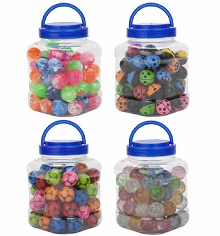 JET BOUNCE BALL,Asst. 32mm (In Plastic Jar with lid) [Packs Only]