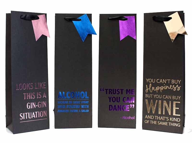 GIFT BAG,Black, 4 Assorted (Bottle) [Packs Only]