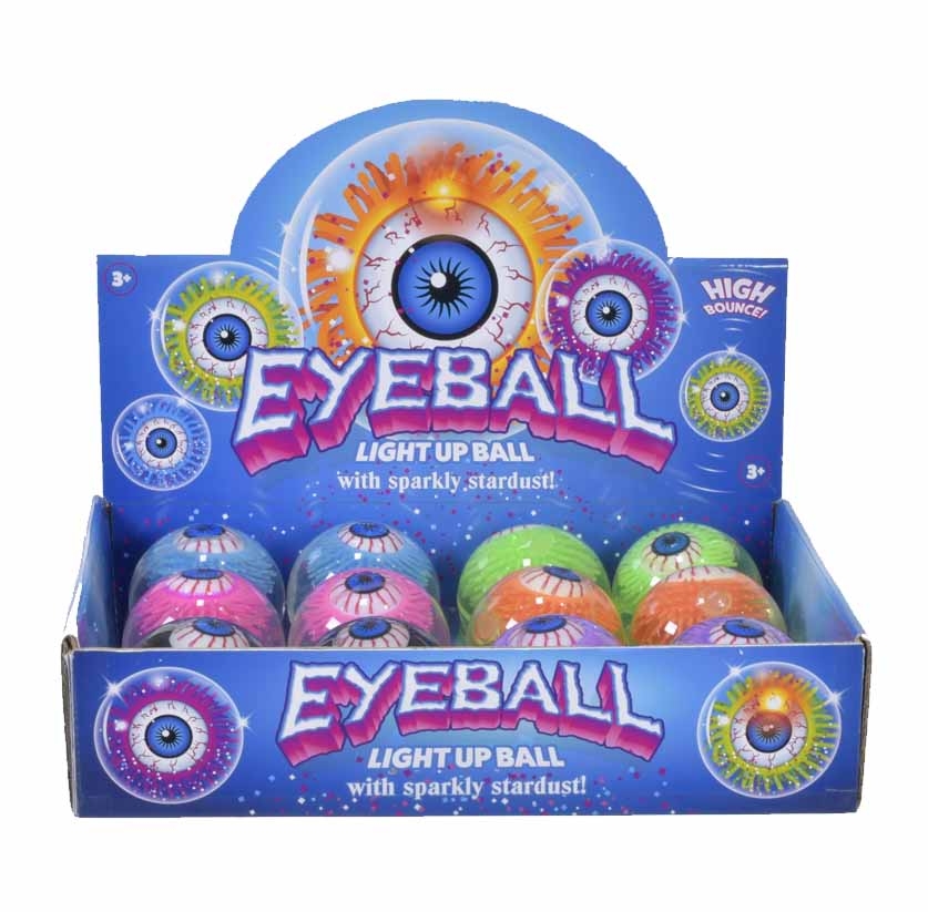 EYE BALL,Light Up Hi Bounce 6 Assorted Colours CDU [Packs Only]