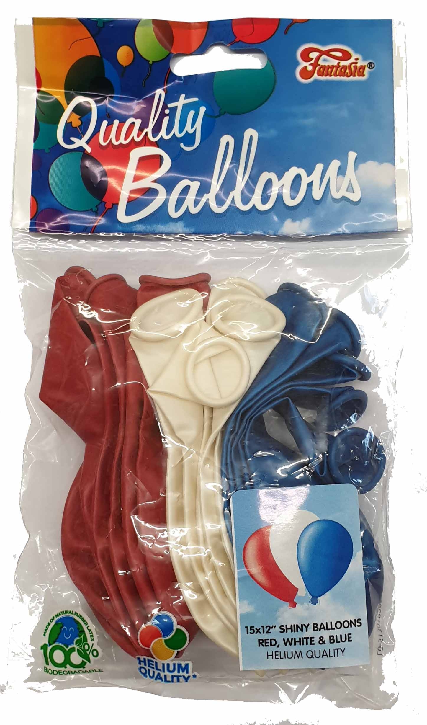 BALLOONS,Red White & Blue 20`s Shiny Assorted 12