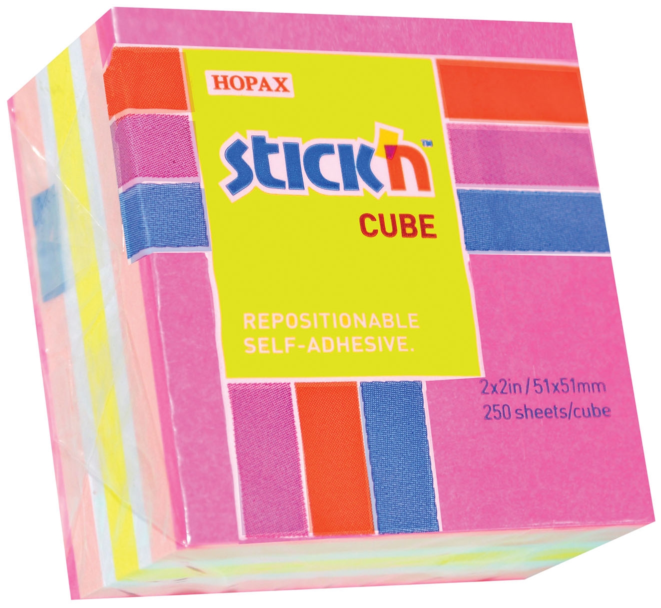 STICK ON NOTES,Mini Block Neon /Pastel 51x51mm (Hopax) [Splittable]