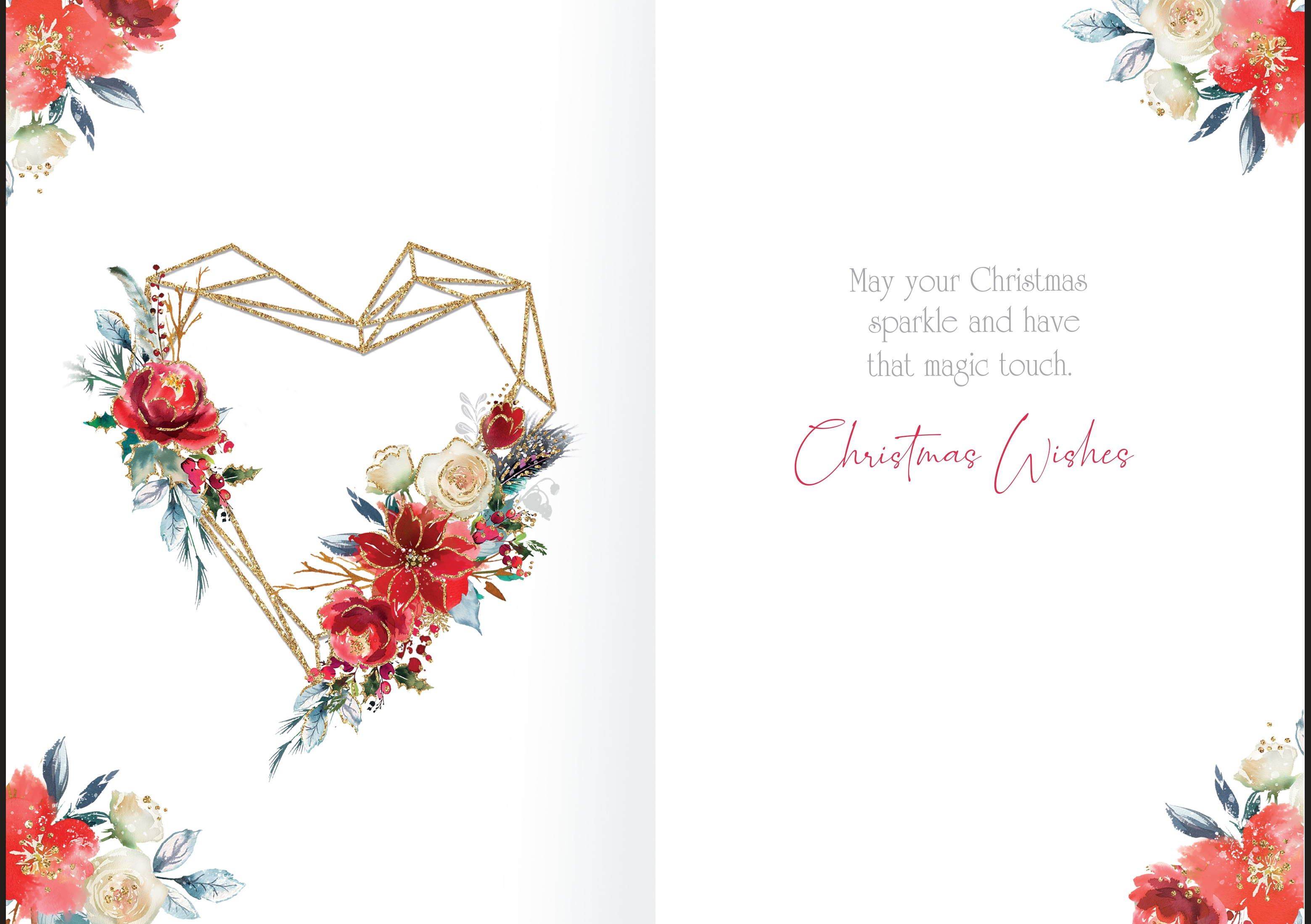 XMAS CARDS,Open 6`s Floral Wire Heart Wreath
