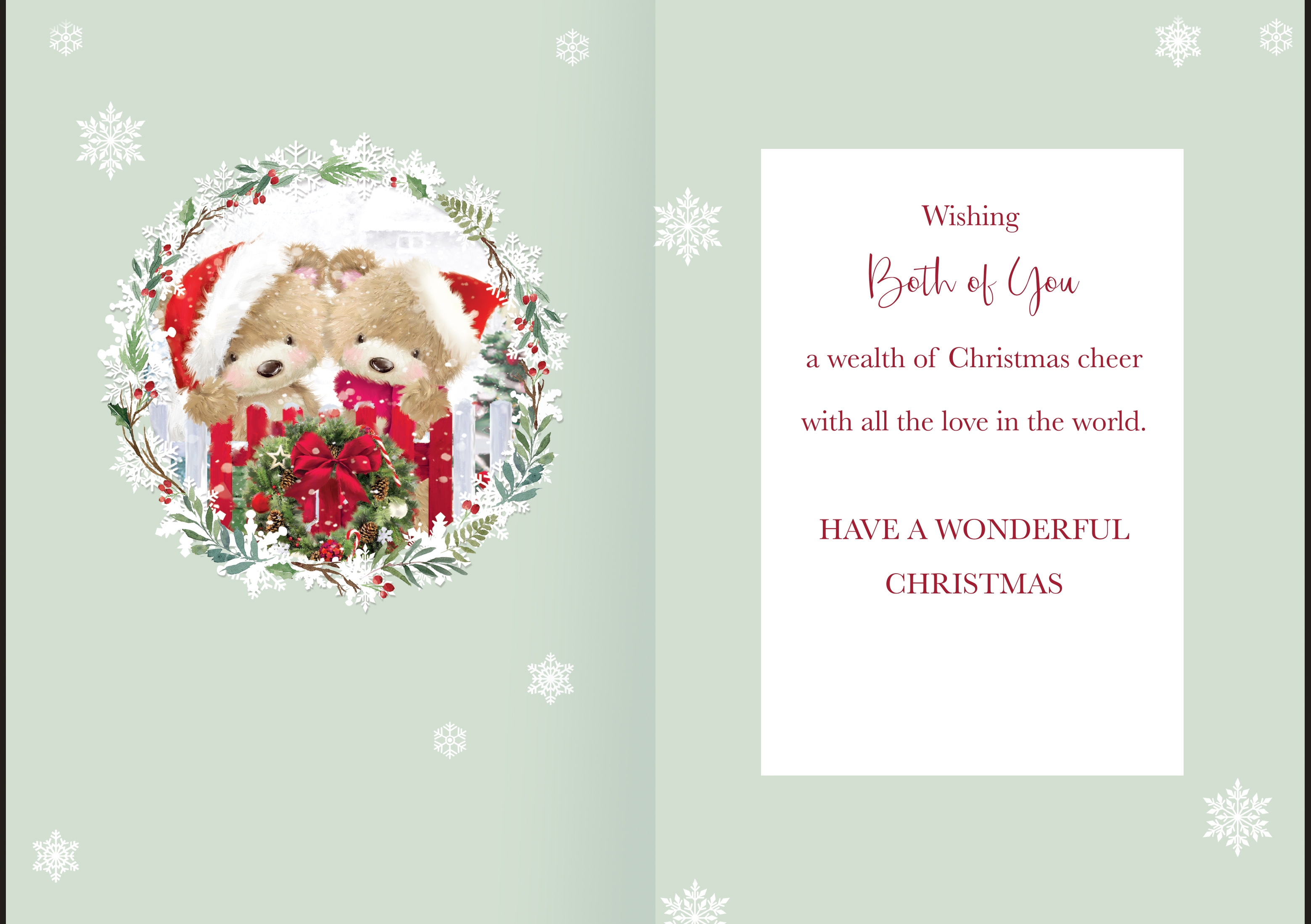 XMAS CARDS,To Both Of You 6`s Festive Teddy Bears