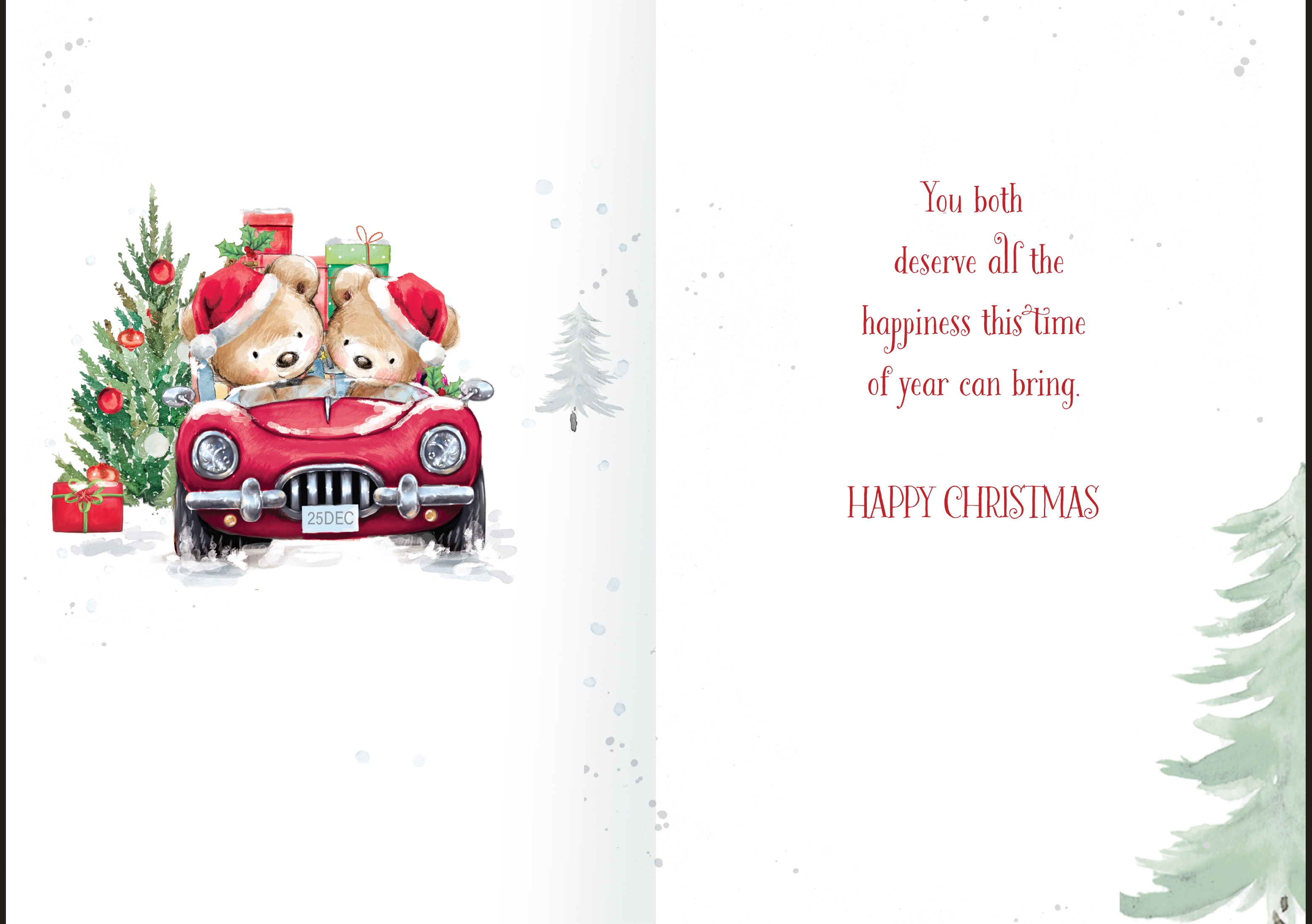 XMAS CARDS,To Both Of You 6`s Teddy Bears in Car