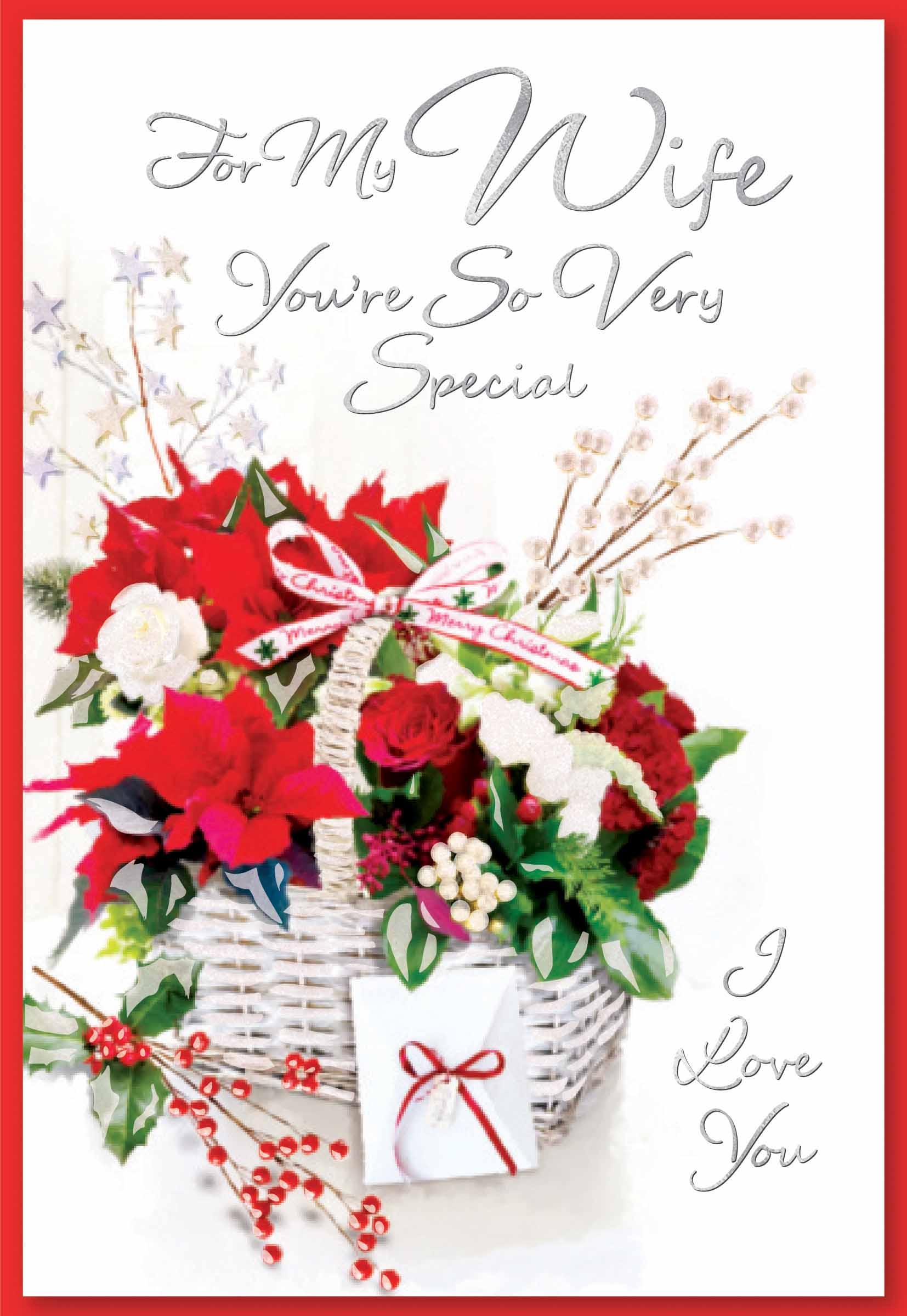 XMAS CARDS,Wife 6`s Floral Wicker Basket