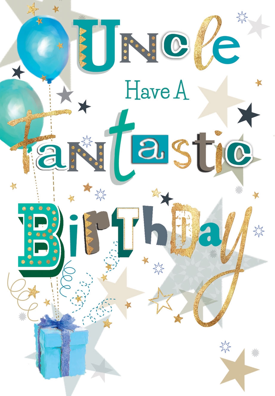 BIRTHDAY CARDS,Uncle 6`s Balloons,Presents & Stars