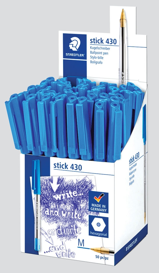 BALL PEN,Staedtler Stick 430 Blue Medium, 1.0mm [Packs Only]
