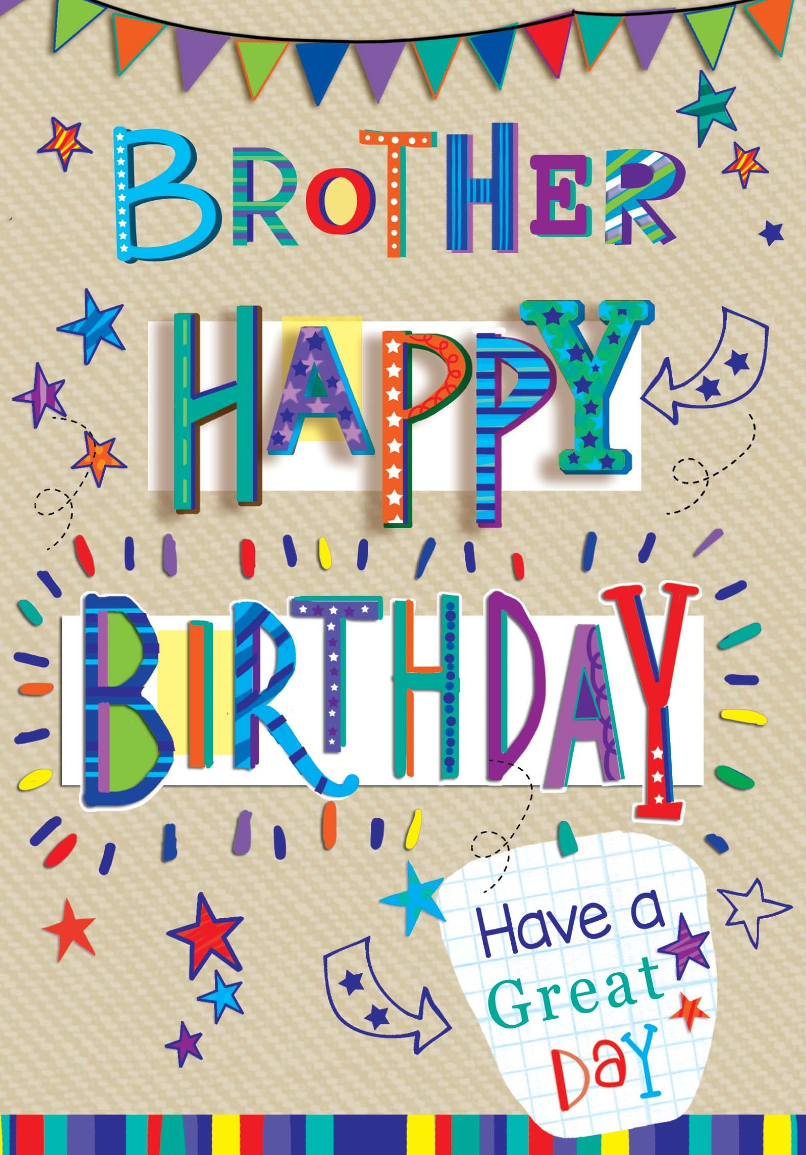 BIRTHDAY CARDS,Brother 6`s Text & Stars