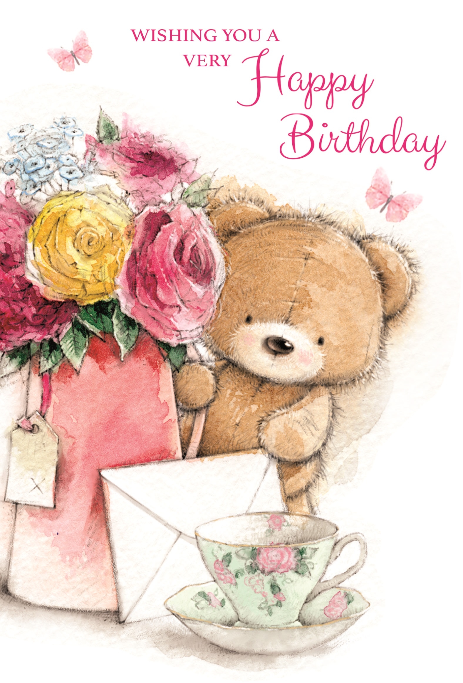 BIRTHDAY CARDS,6`s Teddy Bear Floral Vase