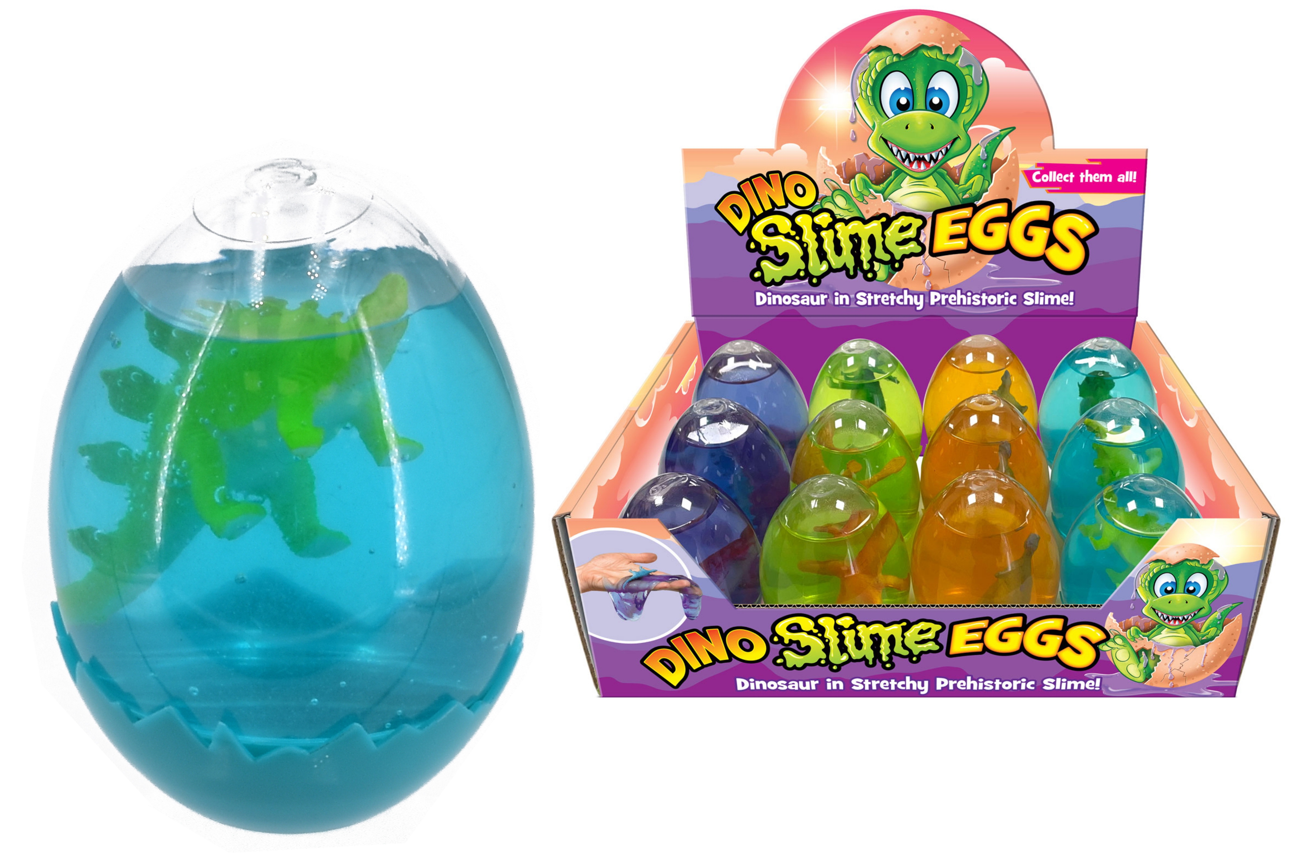 DINOSAUR SLIME EGG, 4 Assorted Colours,7cm CDU [Packs Only]