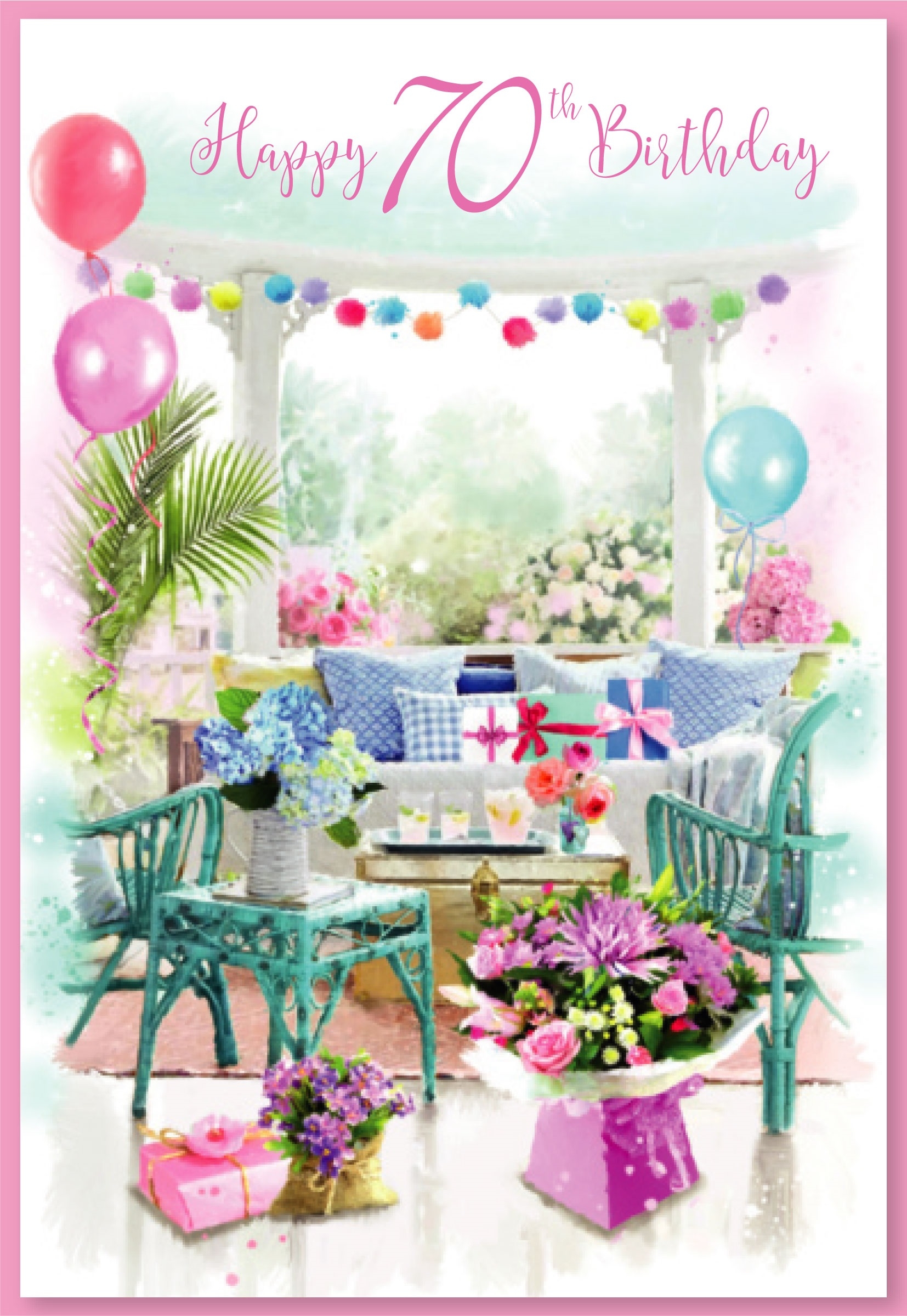 AGE 70 CARDS,Female 6`s Floral Conservatory