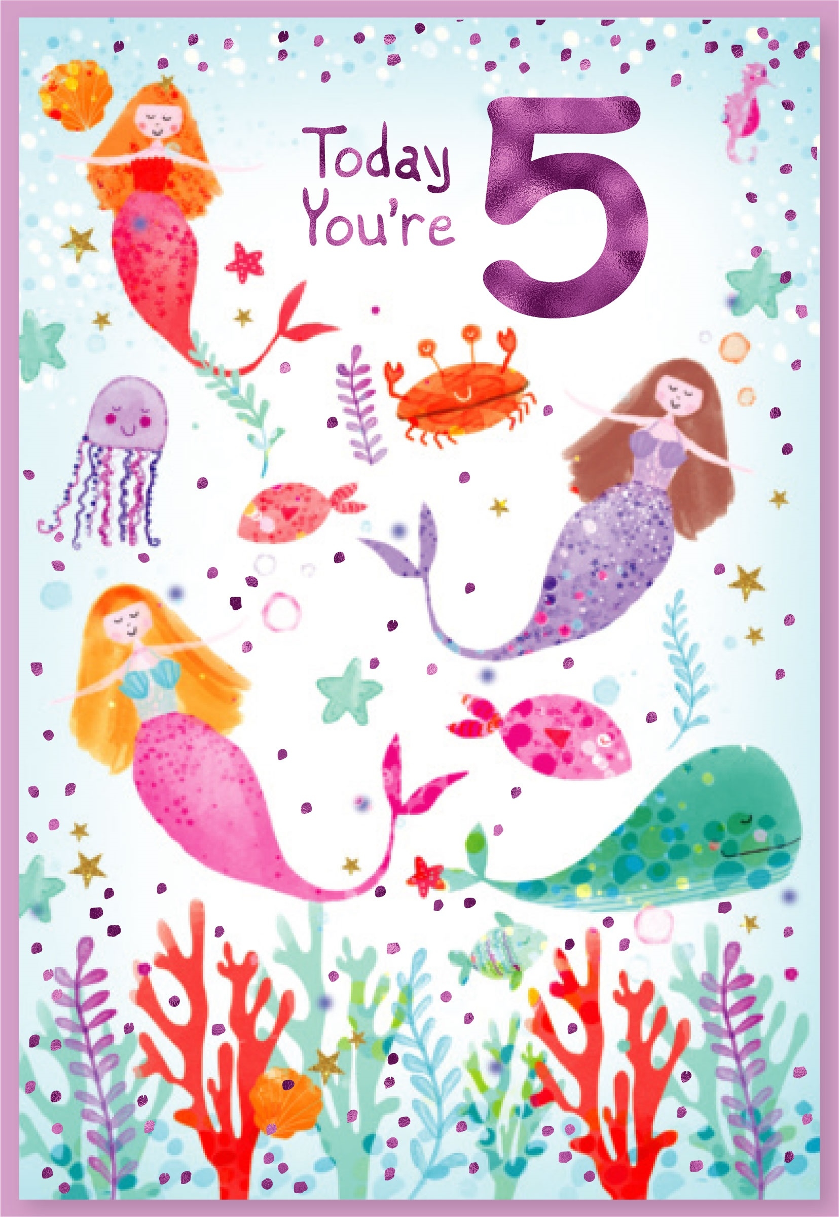 AGE 5 CARDS,Female 6`s Mermaids & Sealife