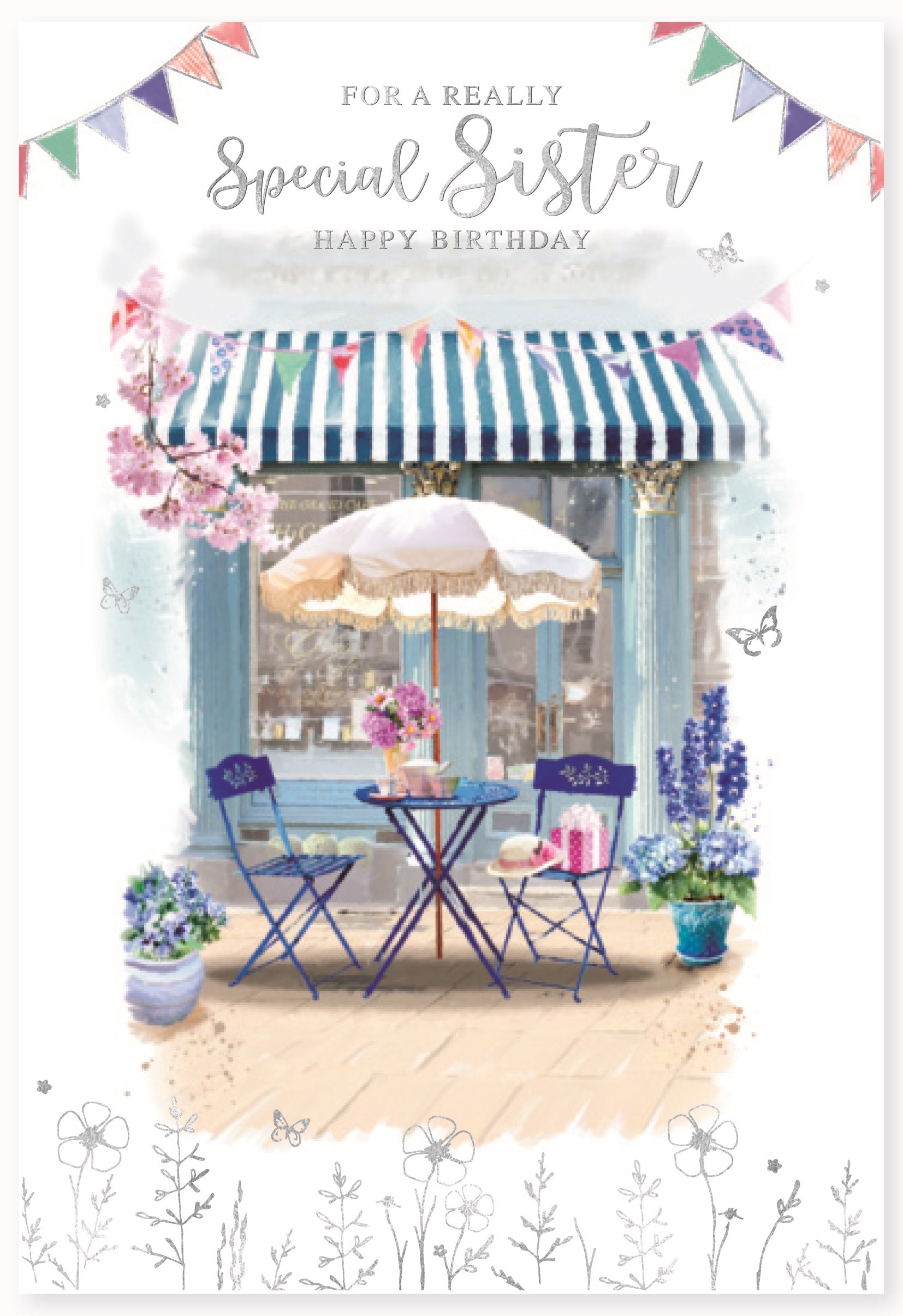 BIRTHDAY CARDS,Sister 6`s Floral Alfresco Seating