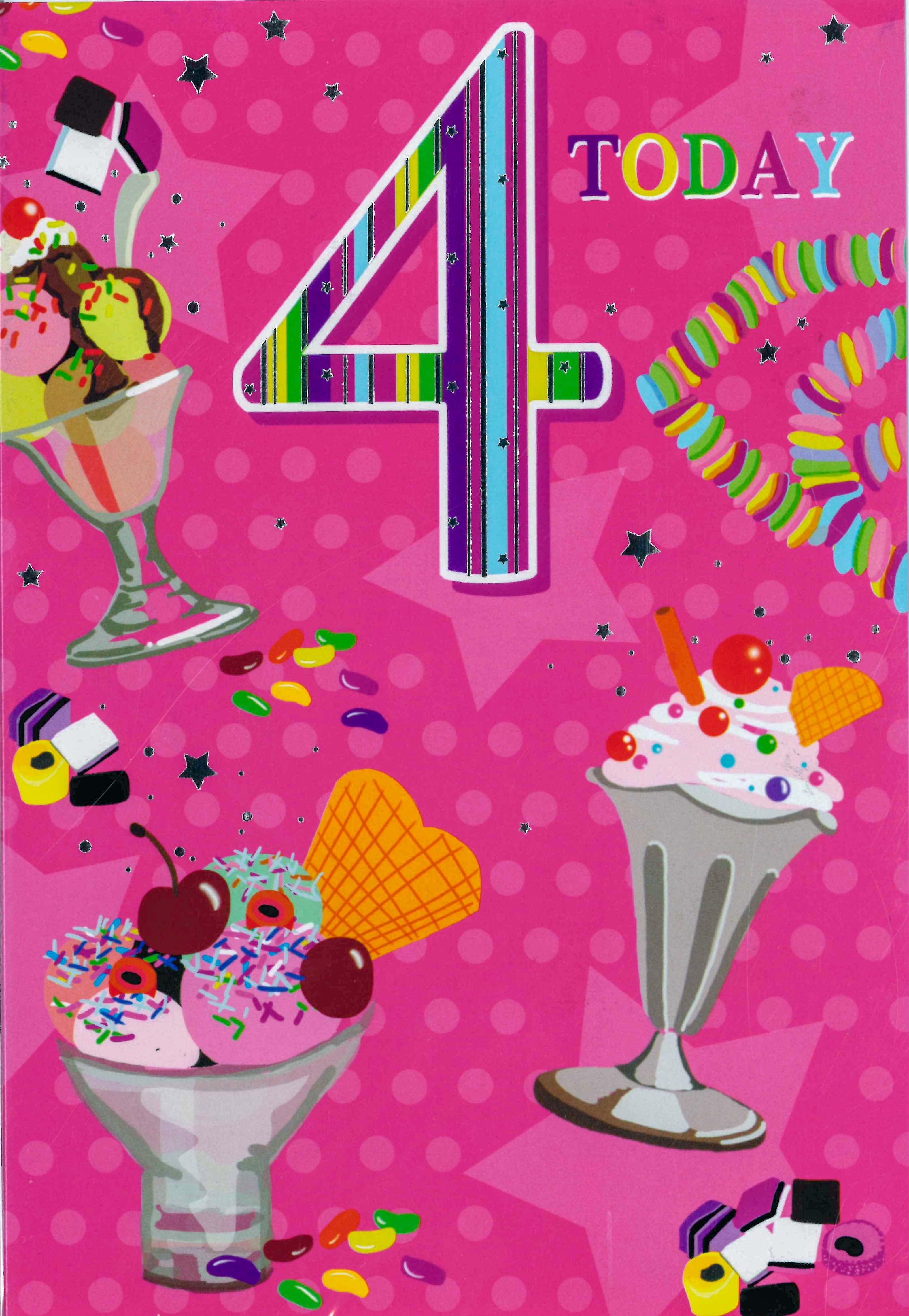 AGE 4 CARDS,Female 6`s Ice Cream Sundae`s