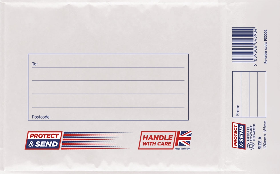 PADDED ENVELOPES,Size A White Protect & Send (Bulk) [Packs Only]