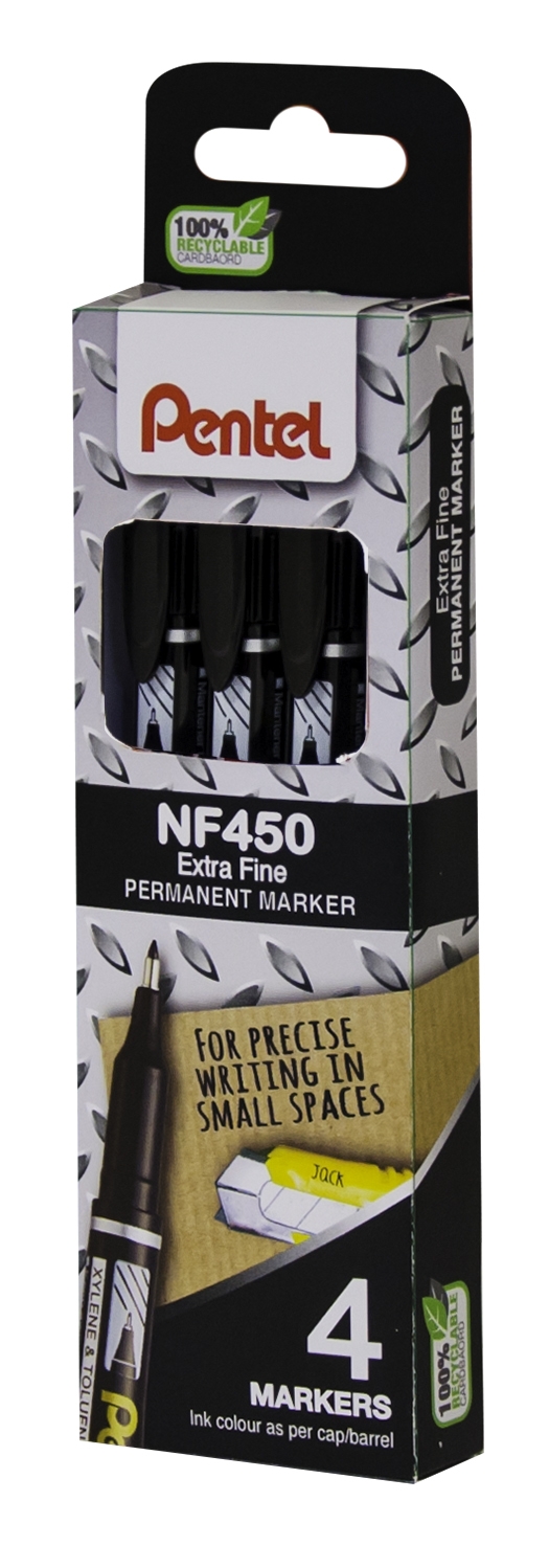 PERMANENT MARKER,Extra Fine Black 4`s H/pk [Splittable]