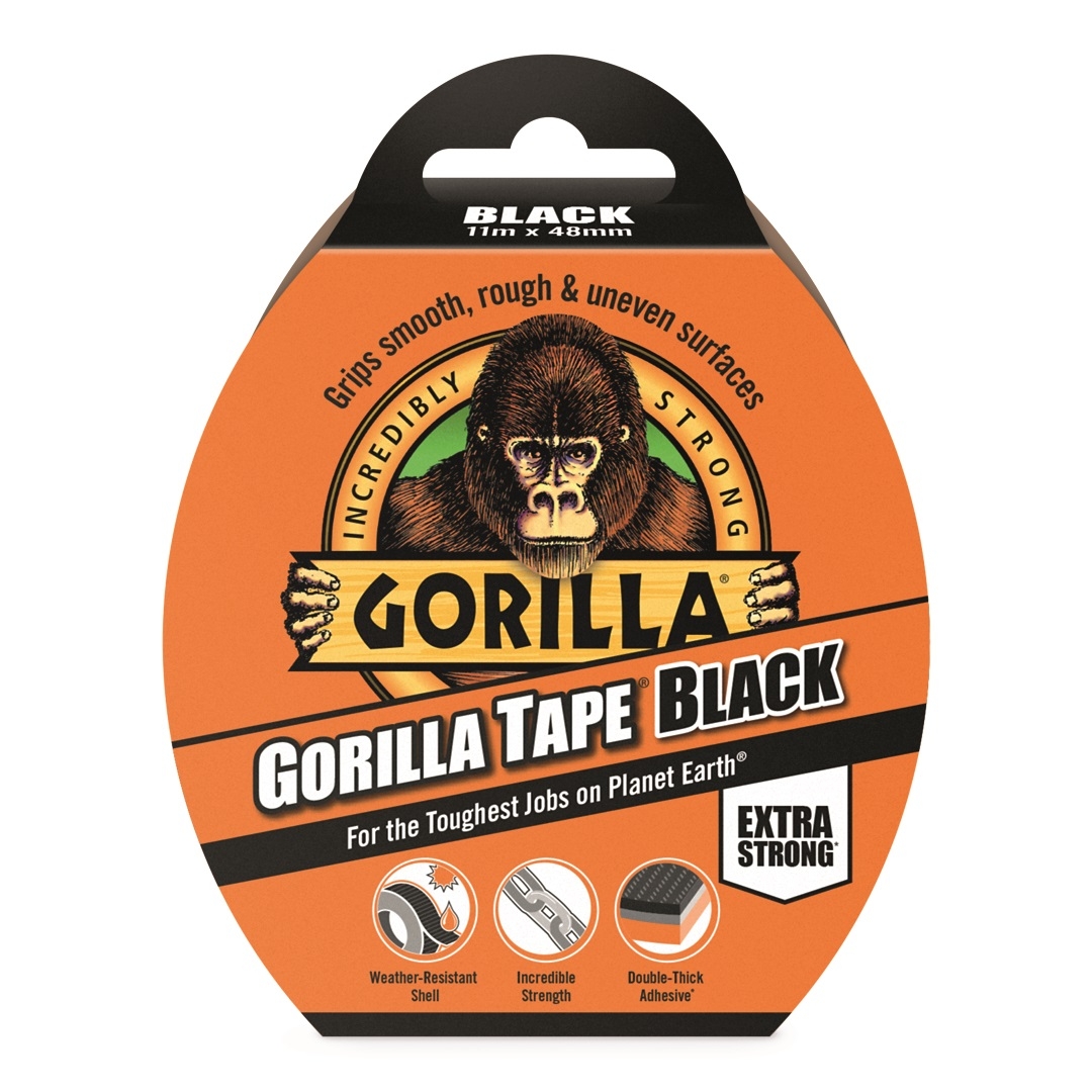GORILLA TAPE,Black 48mm x 11m Tough, Reinforced H/pk [Splittable]