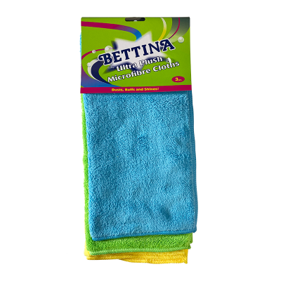 MICROFIBRE CLOTHS Ultra Plush 3`s 32x32cm Asst Col H/pk B471 [Splittable]