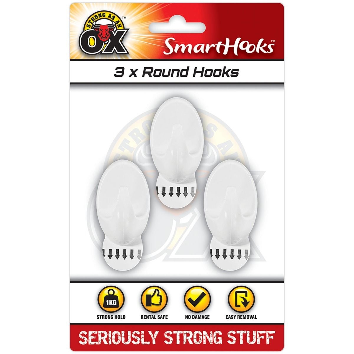 SMART HOOKS,Large Round 3`s White Removable I/cd [Packs Only]