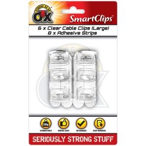 SMART CLIPS,Clear 6`s with 8 Strips. Large Removable I/cd [Packs Only]