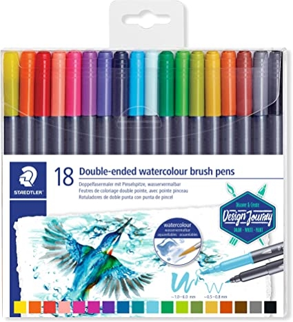 BRUSH PENS, Watercolour Double Ended 18`s Asst Col.Staedtler [Splittable]