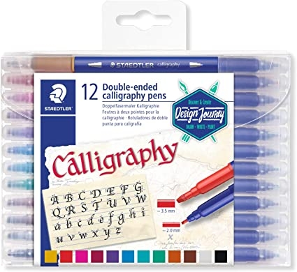 CALLIGRAPHY PENS, Double Ended 12 Asst Col. In Case,Staedtler [Splittable]