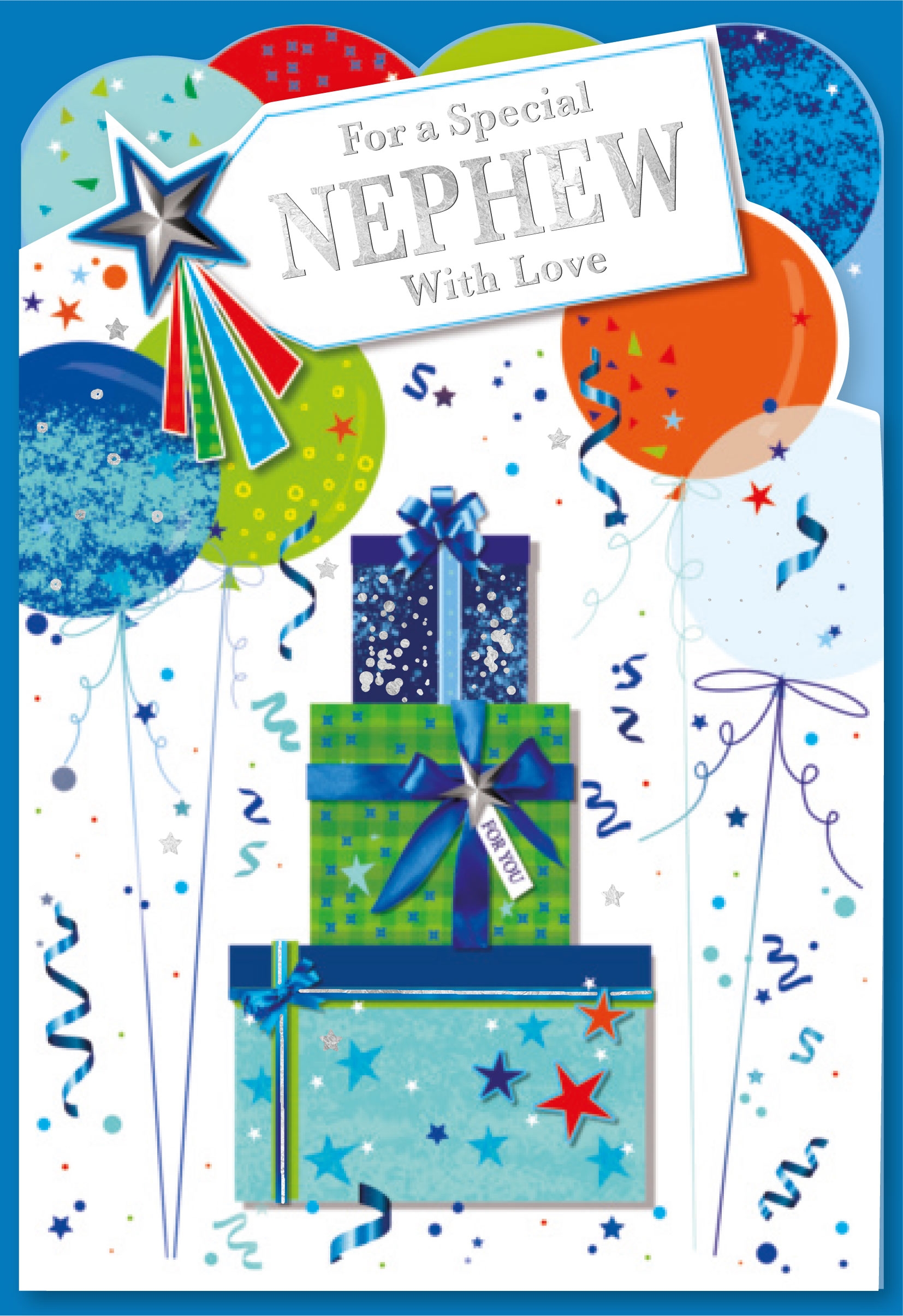BIRTHDAY CARDS,Nephew 6`s Presents & Balloons