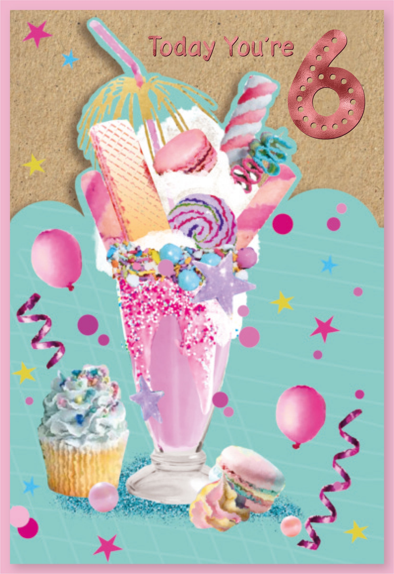 AGE 6 CARDS,Female 6`s Ice Cream Sundae