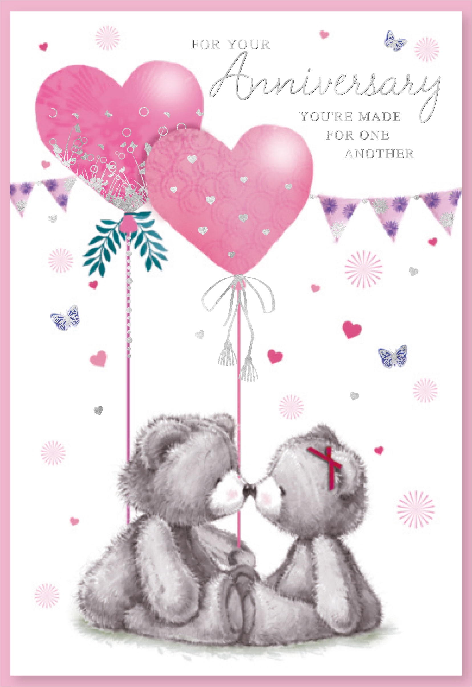 ANNIVERSARY CARDS,Your 6`s Teddies & Heart Balloons