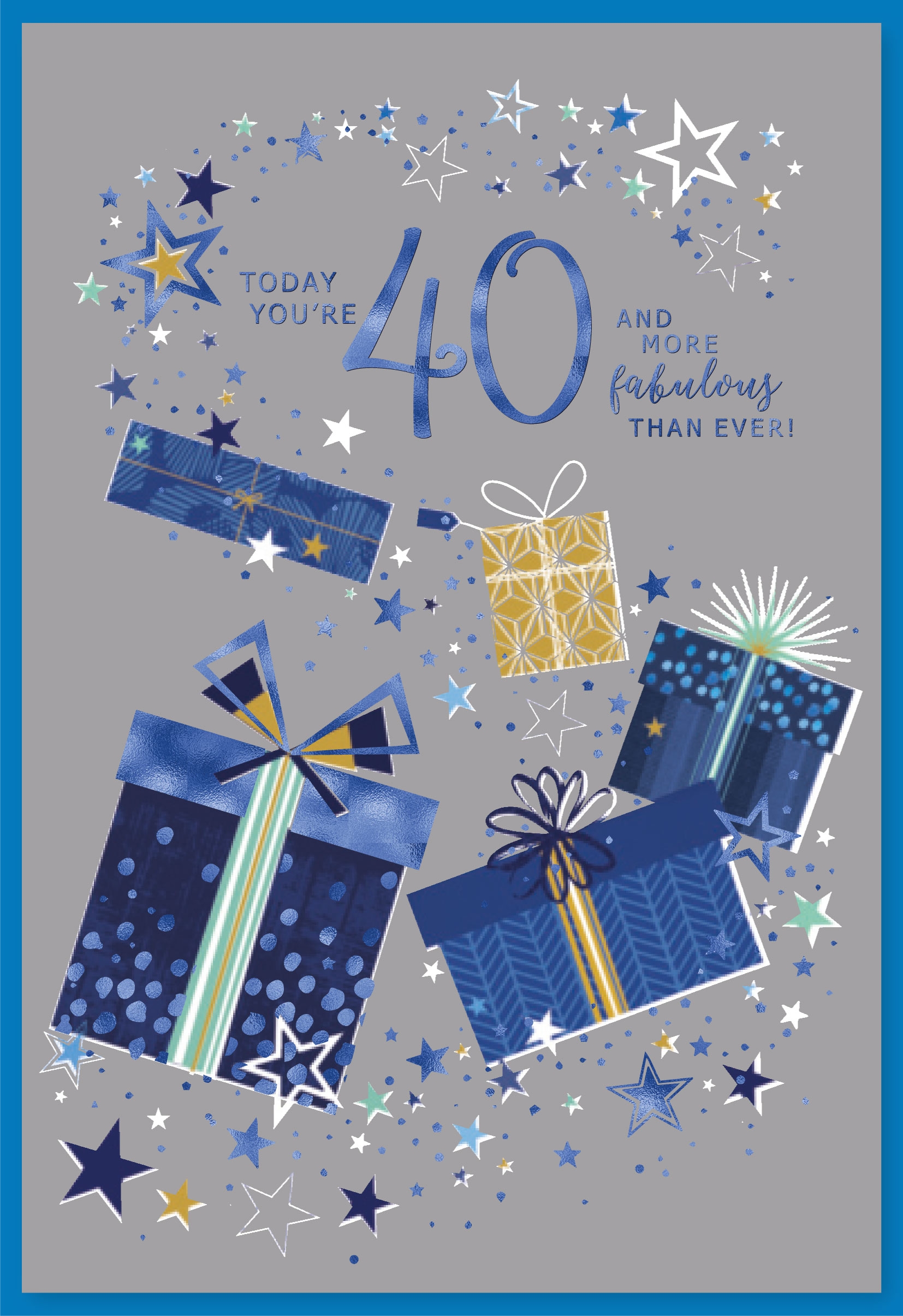 AGE 40 CARDS,Male 6`s Blue Presents