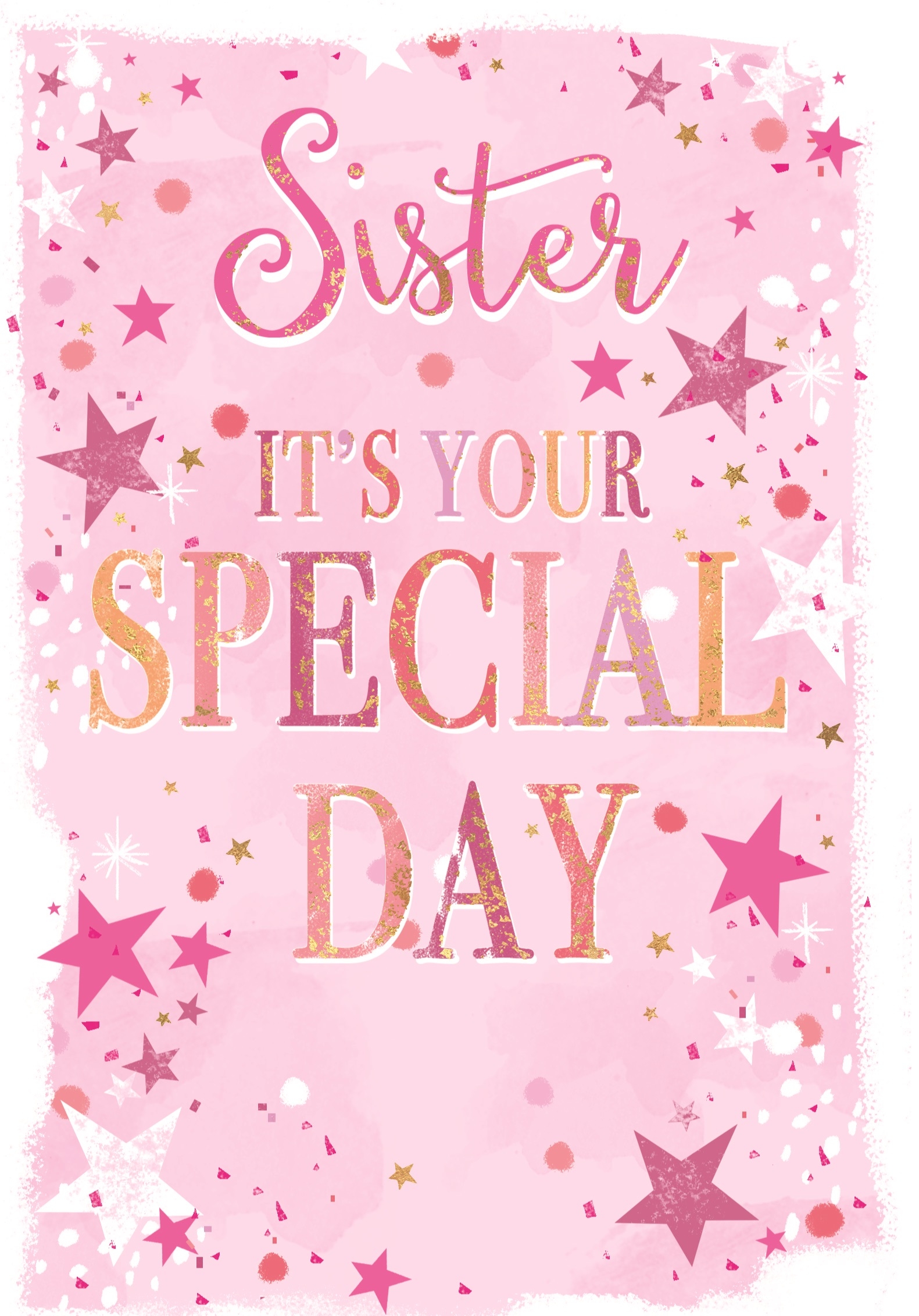 BIRTHDAY CARDS,Sister 6`s Text & Stars