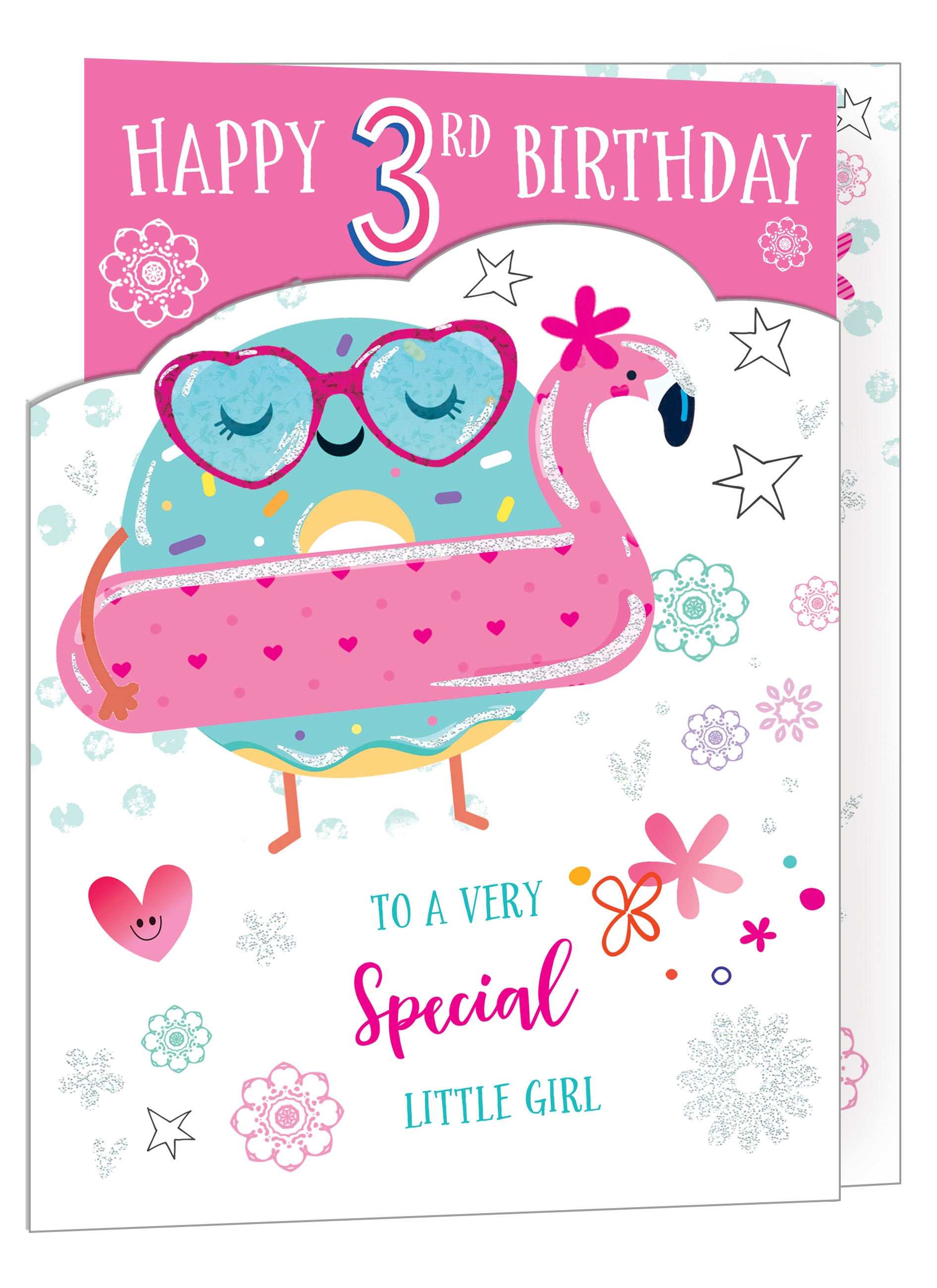 AGE 3 CARDS,Female 6`s Owl & Inflatabe Flamingo(Was 0.90)