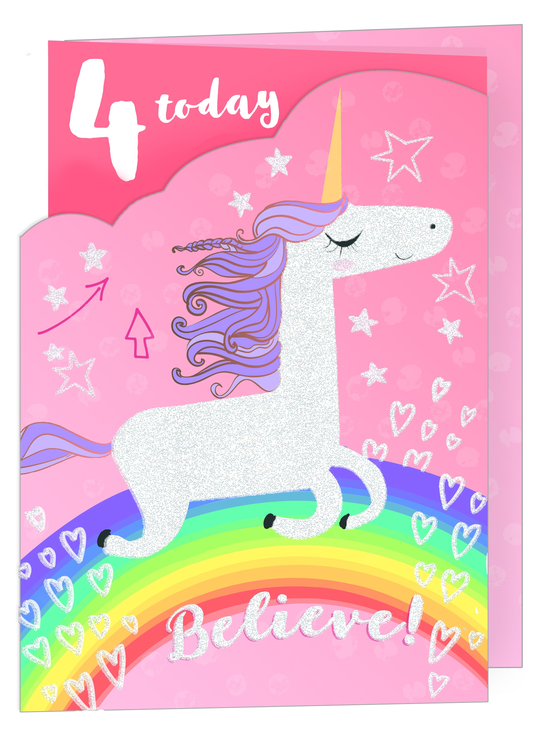 AGE 4 CARDS,Female 6`s Unicorn & Rainbow Was 0.90)