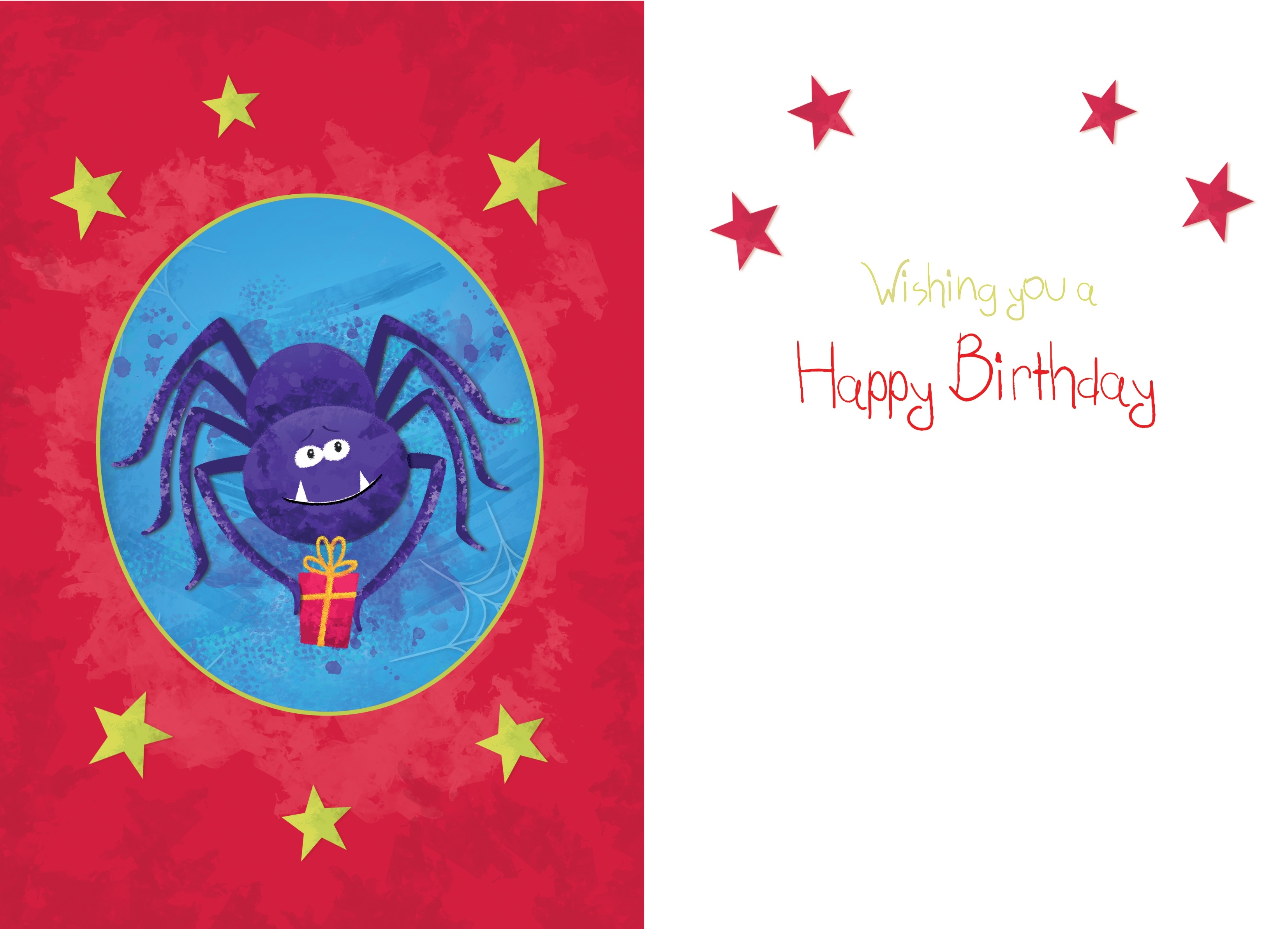 BIRTHDAY CARDS,6`s Spider with Present (Was 1.15)
